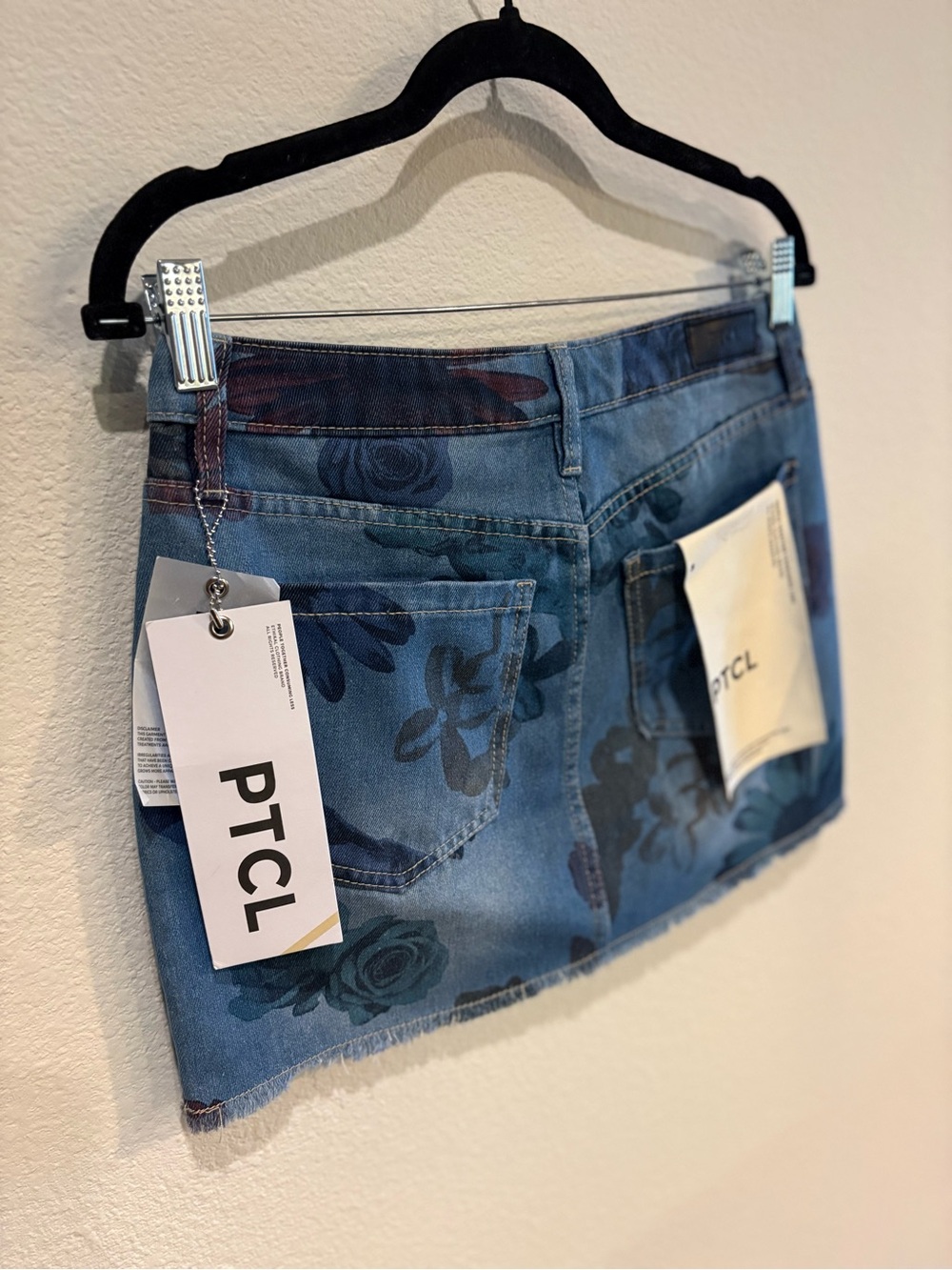 Anthropologie- PTCL Ria Floral Print Denim Mini Skirt Small - Picture 6 of 7